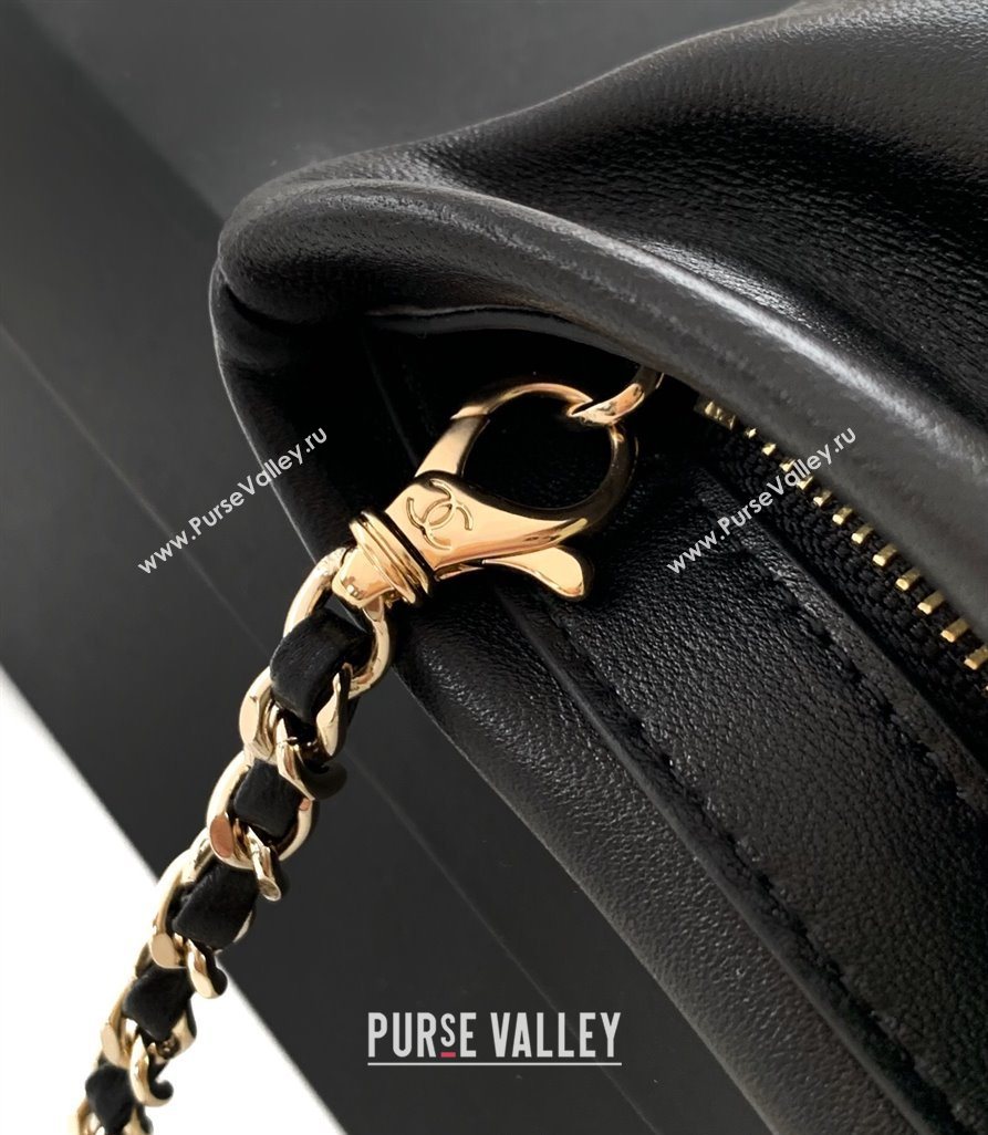 Chanel Shiny Lambskin Clutch with Chain AP4613 Black 2025 (yezi-250526011)