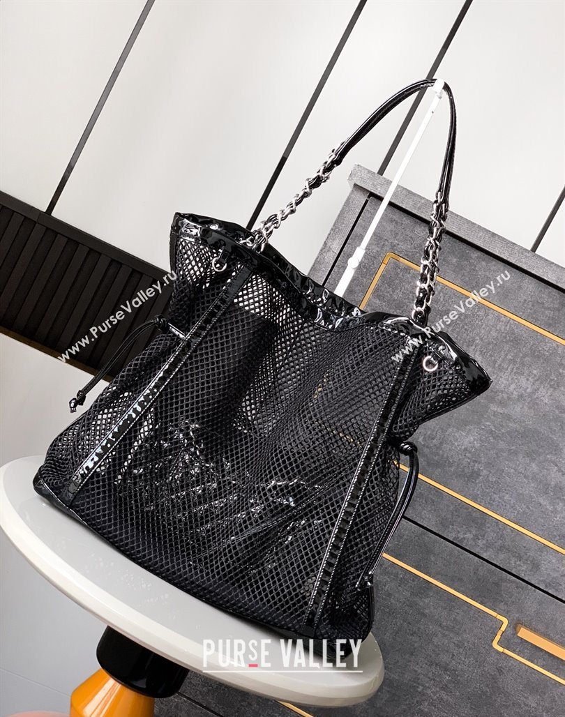 Chanel Large Mesh Patent Calfskin Shopping Bag Black 2025 CH052603 (yezi-250526059)