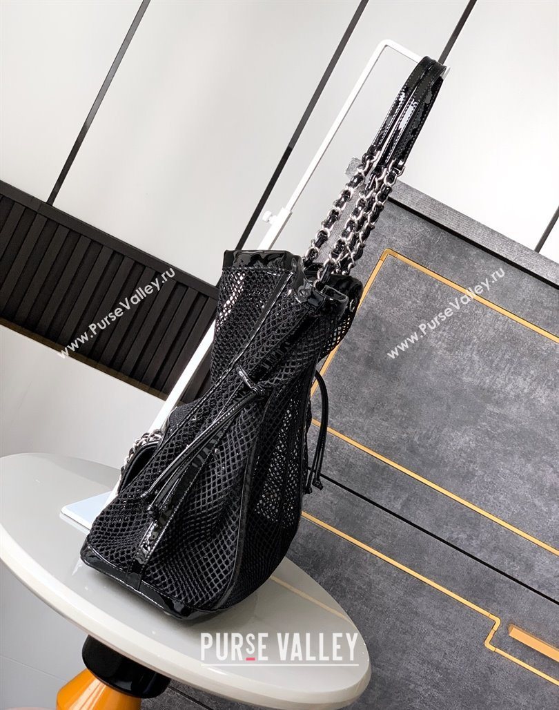 Chanel Large Mesh Patent Calfskin Shopping Bag Black 2025 CH052603 (yezi-250526059)