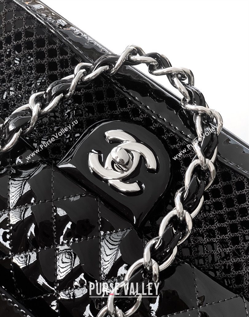 Chanel Large Mesh Patent Calfskin Shopping Bag Black 2025 CH052603 (yezi-250526059)
