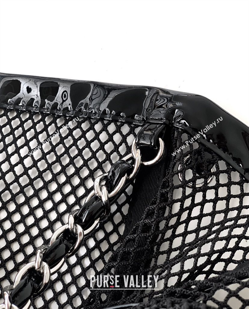 Chanel Large Mesh Patent Calfskin Shopping Bag Black 2025 CH052603 (yezi-250526059)