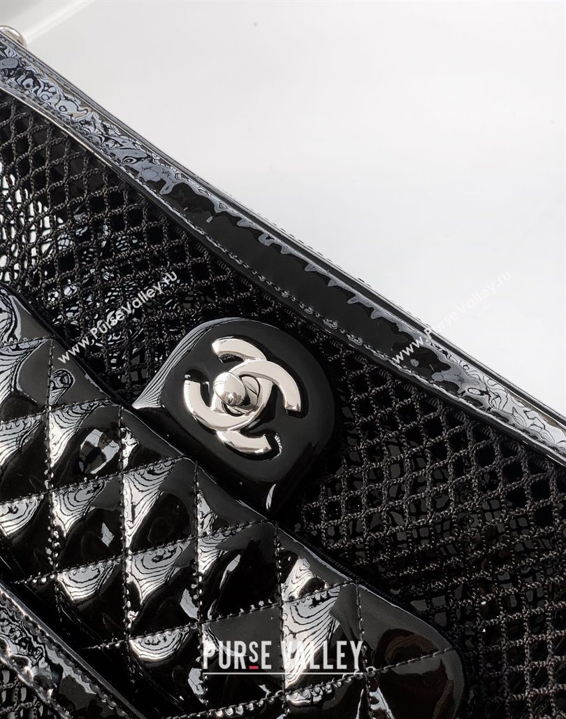 Chanel Medium Mesh Patent Calfskin Shopping Bag Black 2025 CH052603 (yezi-250526060)