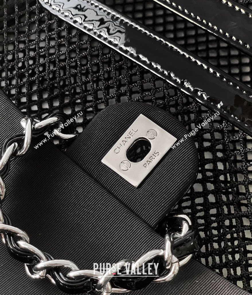 Chanel Medium Mesh Patent Calfskin Shopping Bag Black 2025 CH052603 (yezi-250526060)