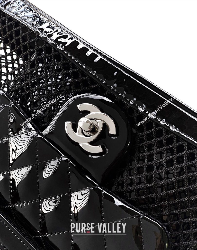Chanel Small Mesh Patent Calfskin Shopping Bag Black 2025 CH052603 (yezi-250526061)