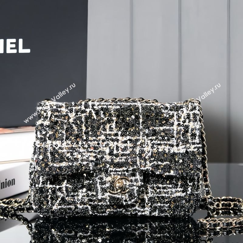 Chanel Tweed Sequins Mini Flap Bag Black 2025 CH052604 (yezi-250526063)