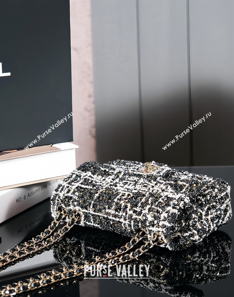 Chanel Tweed Sequins Mini Flap Bag Black 2025 CH052604 (yezi-250526063)