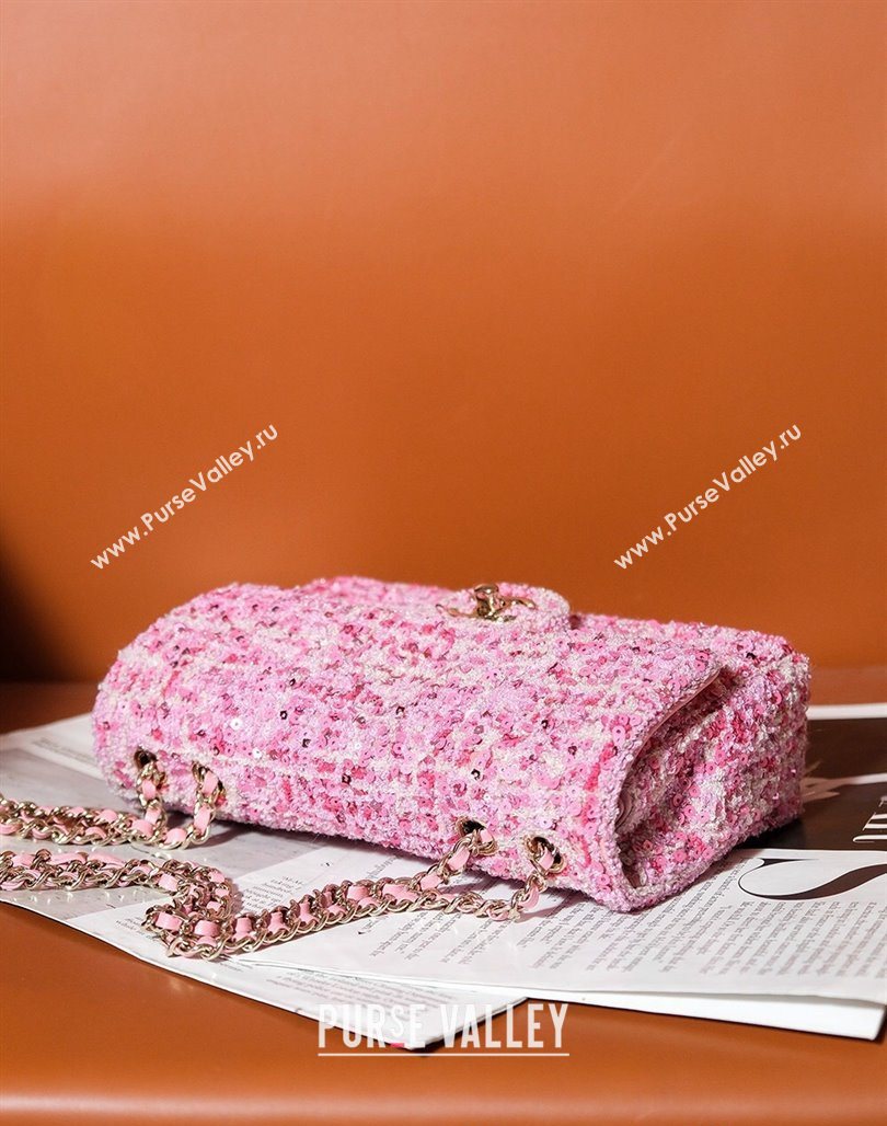 Chanel Tweed Sequins Mini Flap Bag Pink 2025 CH052604 (yezi-250526064)