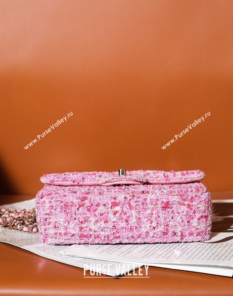 Chanel Tweed Sequins Mini Flap Bag Pink 2025 CH052604 (yezi-250526064)