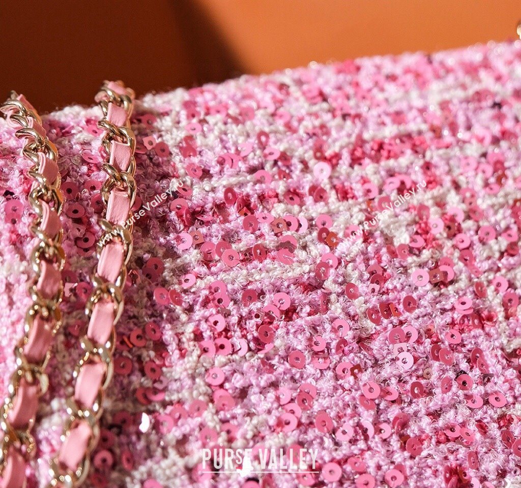 Chanel Tweed Sequins Mini Flap Bag Pink 2025 CH052604 (yezi-250526064)