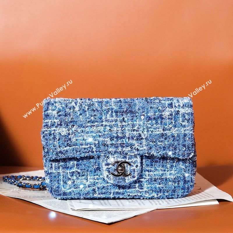 Chanel Tweed Sequins Mini Flap Bag Blue 2025 CH052604 (yezi-250526065)