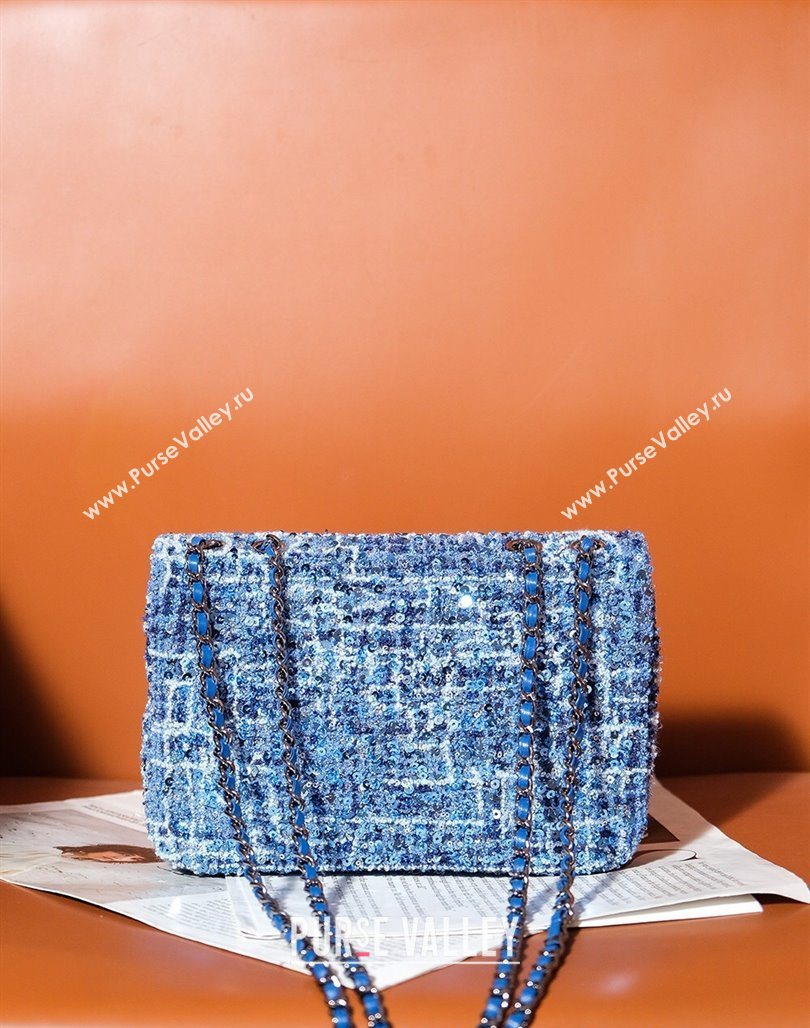 Chanel Tweed Sequins Mini Flap Bag Blue 2025 CH052604 (yezi-250526065)