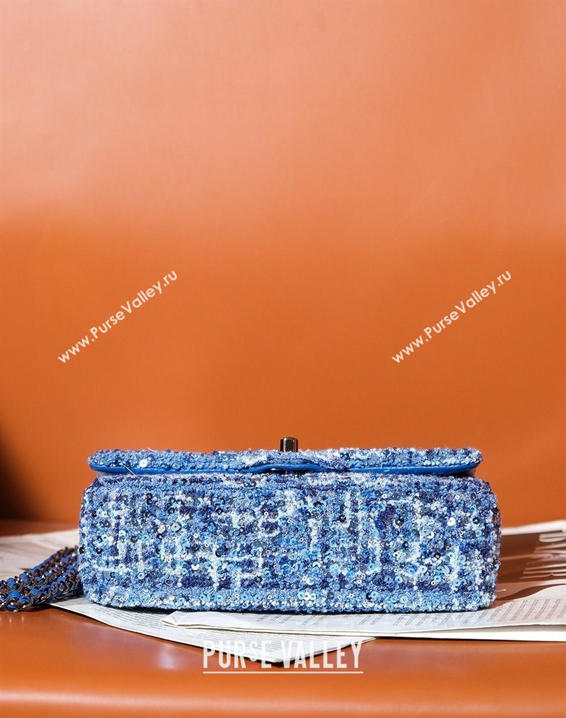 Chanel Tweed Sequins Mini Flap Bag Blue 2025 CH052604 (yezi-250526065)