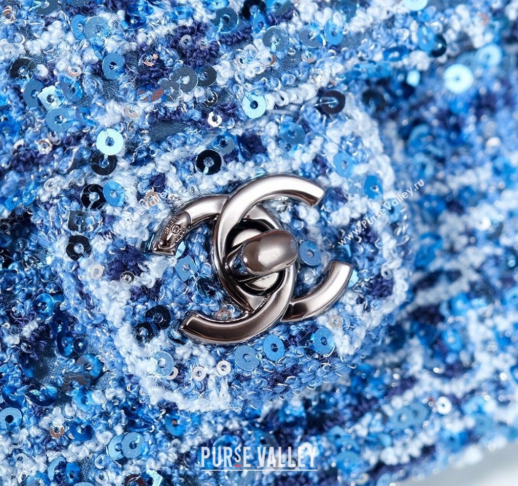Chanel Tweed Sequins Mini Flap Bag Blue 2025 CH052604 (yezi-250526065)