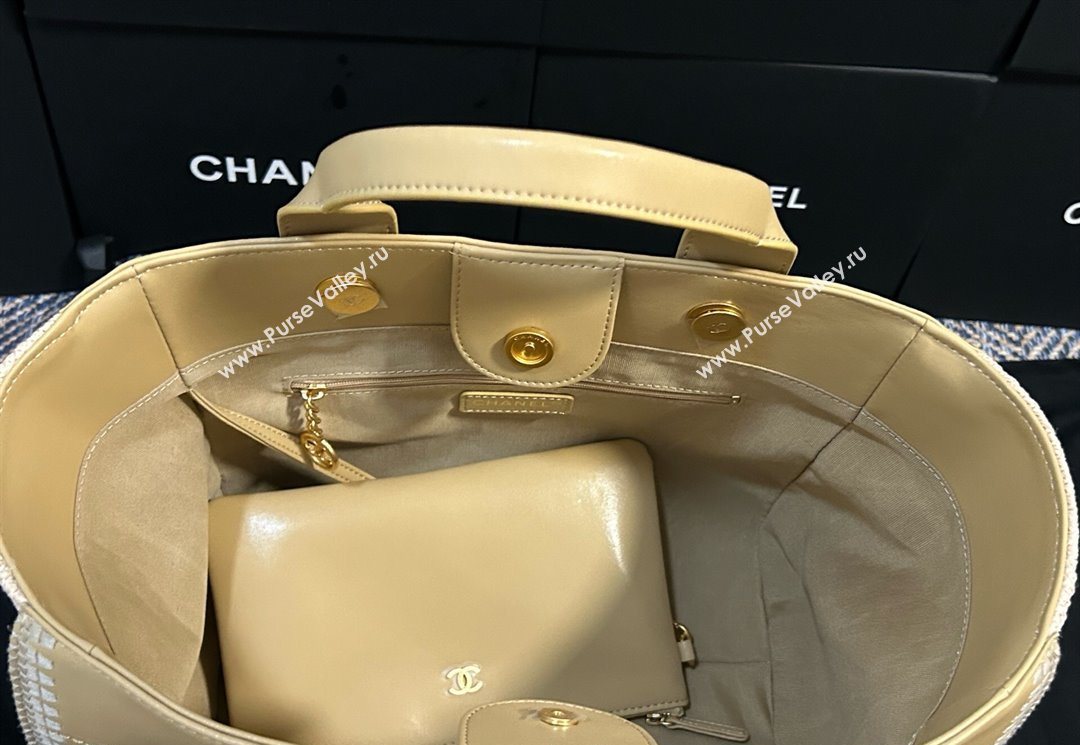 Chanel Deauville Calfskin Woven Straw-LikeLarge Shopping Bag Yellow 2025 0526 (yezi-250526066)