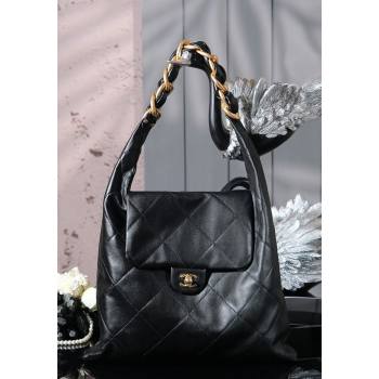 Chanel Lambskin Hobo Bag Black 2025 CH052671 (yezi-250526071)