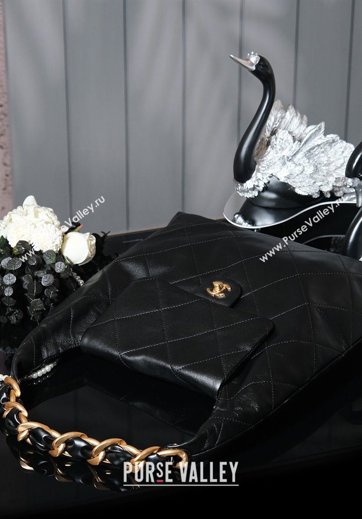 Chanel Lambskin Hobo Bag Black 2025 CH052671 (yezi-250526071)