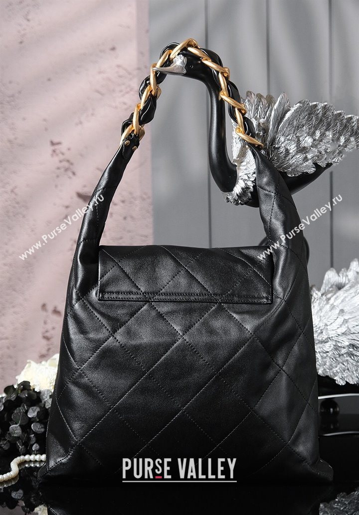Chanel Lambskin Hobo Bag Black 2025 CH052671 (yezi-250526071)
