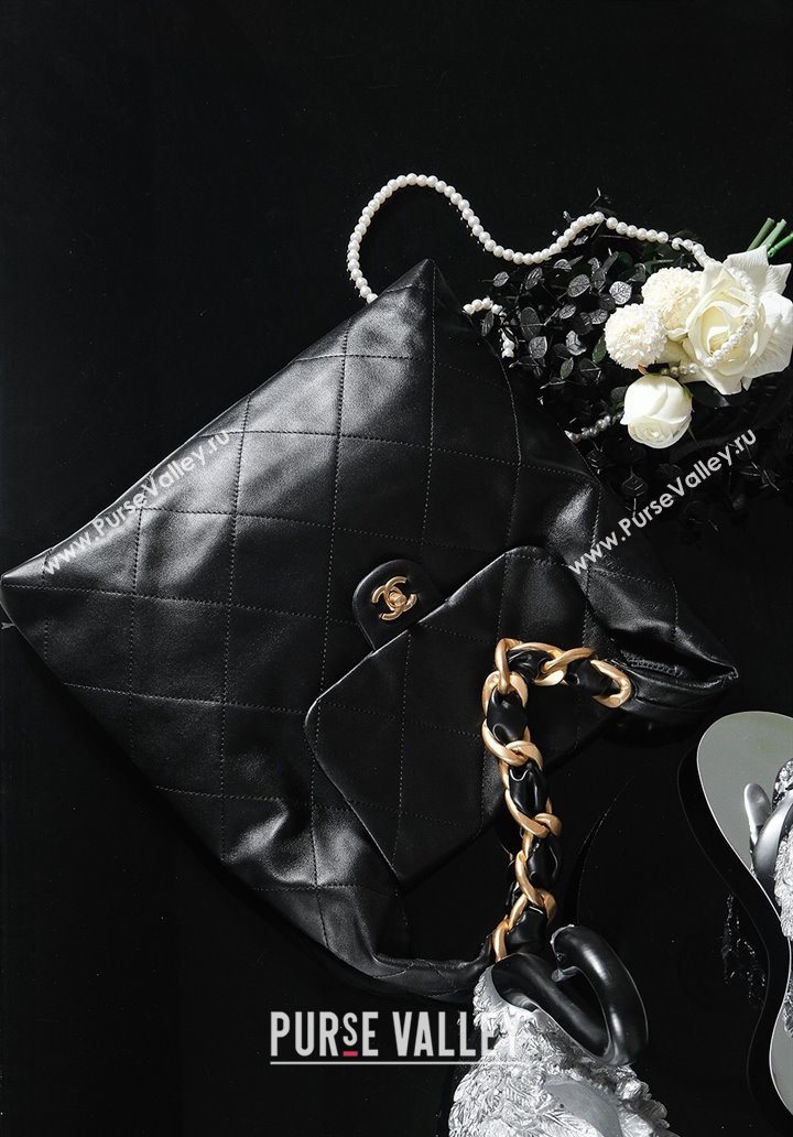 Chanel Lambskin Hobo Bag Black 2025 CH052671 (yezi-250526071)
