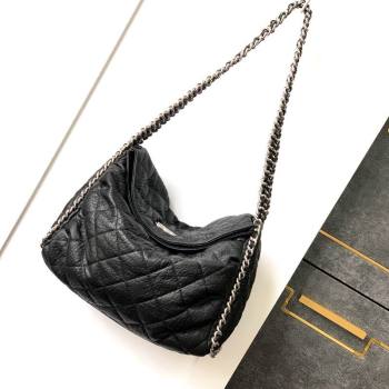 Chanel Crinkled Supple Calfskin Hobo Bag Black 2025 CH052672 (yezi-250526072)