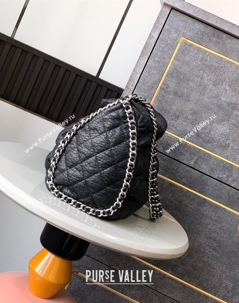 Chanel Crinkled Supple Calfskin Hobo Bag Black 2025 CH052672 (yezi-250526072)