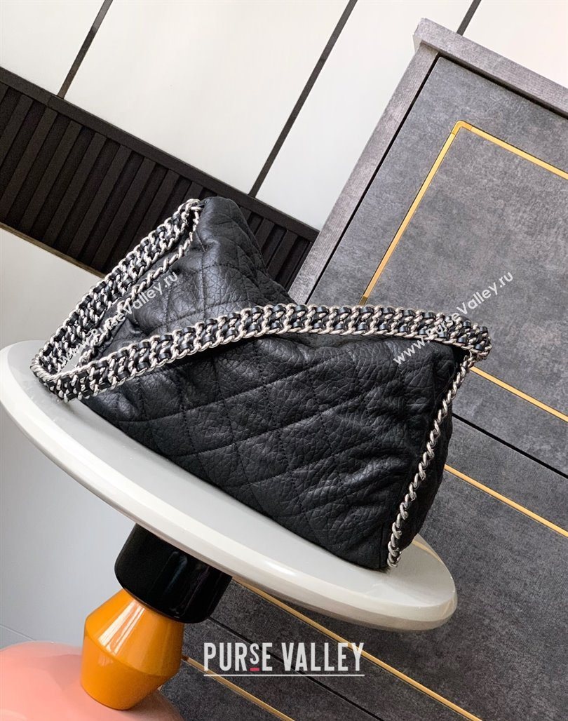 Chanel Crinkled Supple Calfskin Hobo Bag Black 2025 CH052672 (yezi-250526072)