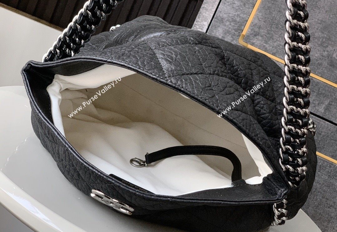 Chanel Crinkled Supple Calfskin Hobo Bag Black 2025 CH052672 (yezi-250526072)