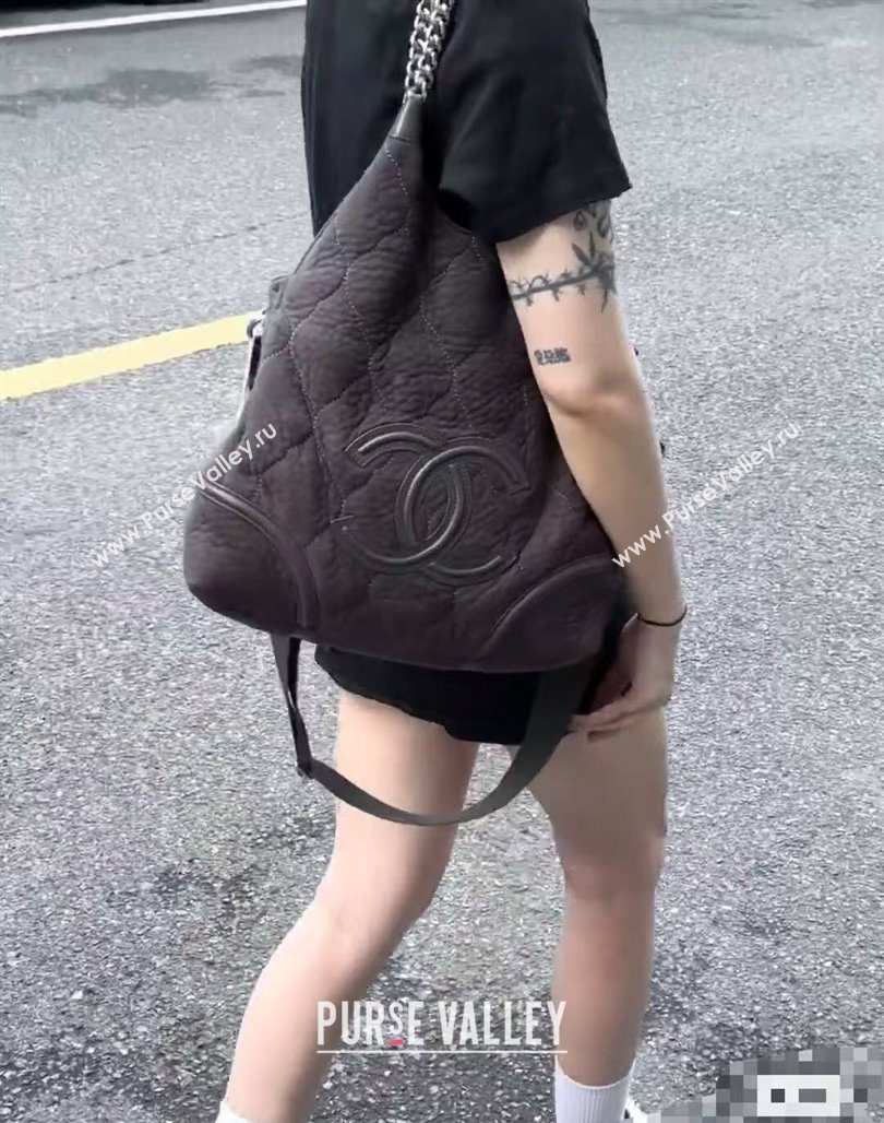 Chanel Vintage Suede Shopping Bag Brown 2025 CH052675 (yezi-250526075)