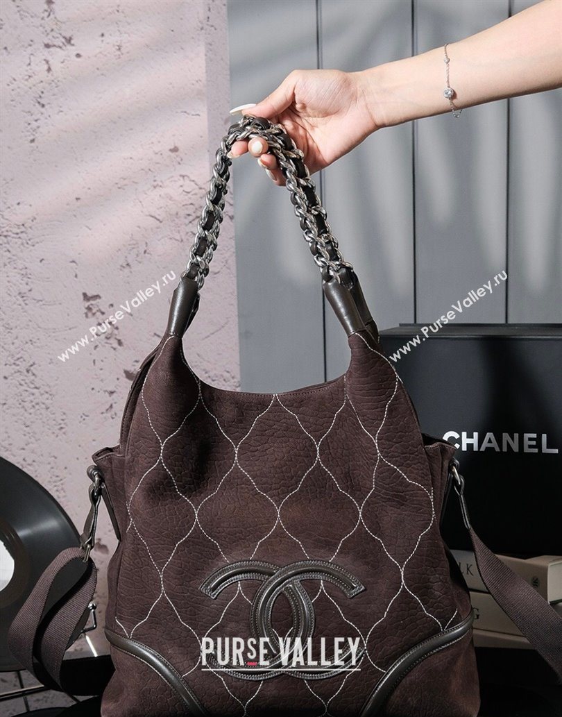 Chanel Vintage Suede Shopping Bag Brown 2025 CH052675 (yezi-250526075)