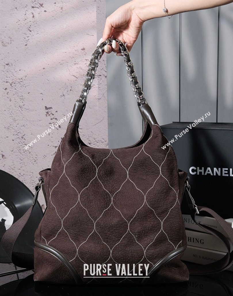 Chanel Vintage Suede Shopping Bag Brown 2025 CH052675 (yezi-250526075)