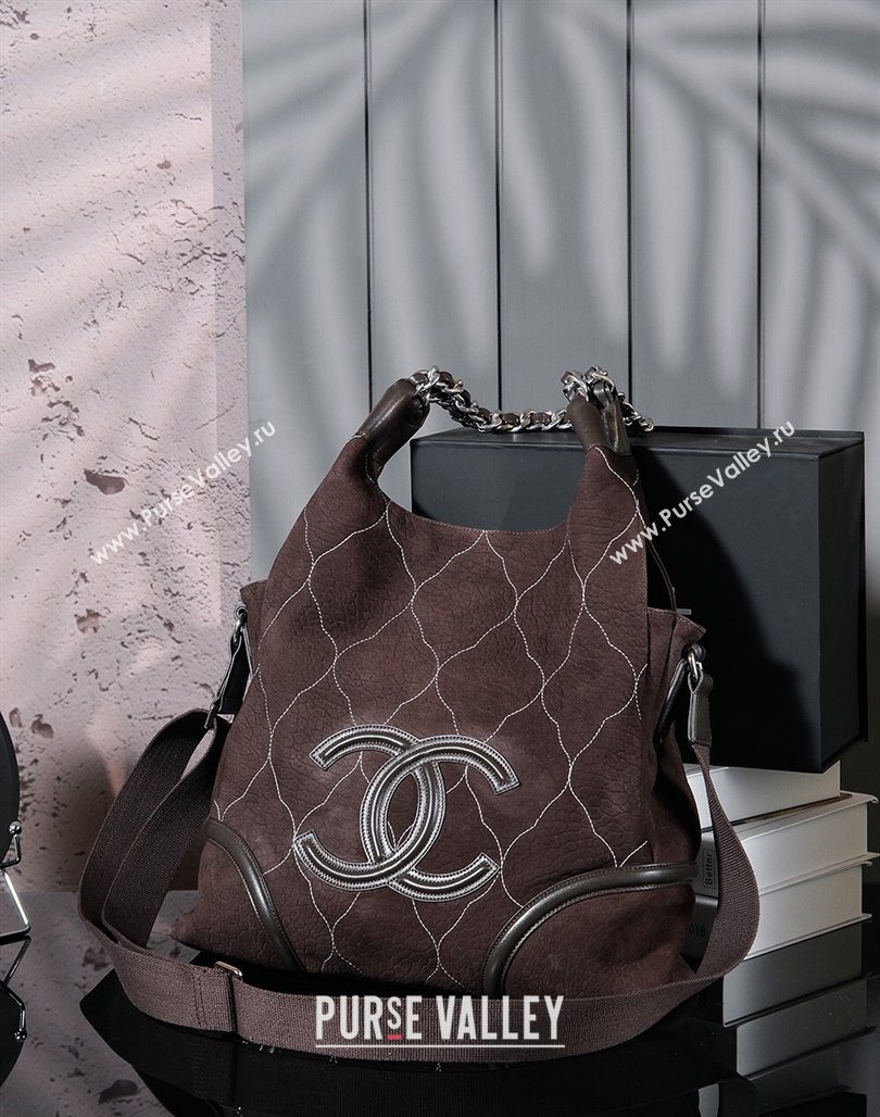 Chanel Vintage Suede Shopping Bag Brown 2025 CH052675 (yezi-250526075)
