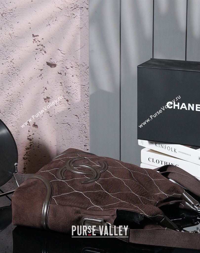 Chanel Vintage Suede Shopping Bag Brown 2025 CH052675 (yezi-250526075)