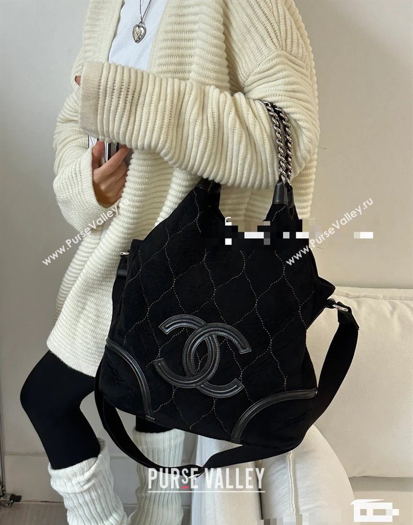 Chanel Vintage Suede Shopping Bag Black 2025 CH052675 (yezi-250526076)