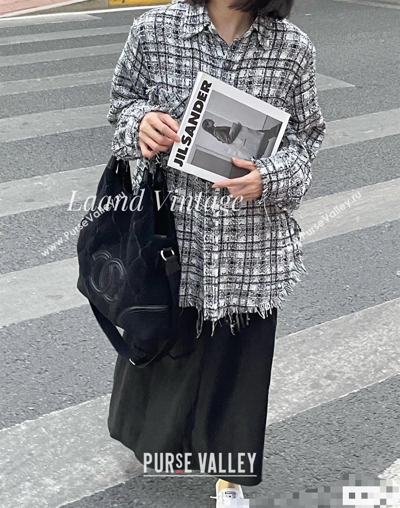 Chanel Vintage Suede Shopping Bag Black 2025 CH052675 (yezi-250526076)