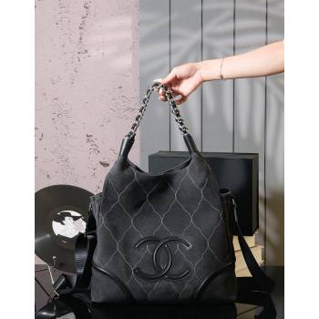 Chanel Vintage Suede Shopping Bag Black 2025 CH052675 (yezi-250526076)