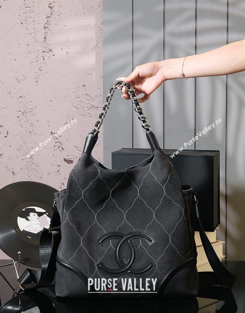 Chanel Vintage Suede Shopping Bag Black 2025 CH052675 (yezi-250526076)