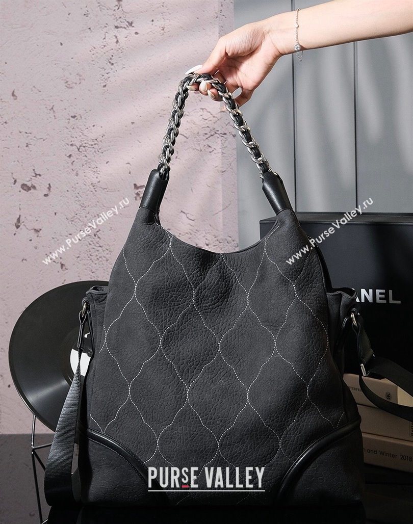 Chanel Vintage Suede Shopping Bag Black 2025 CH052675 (yezi-250526076)