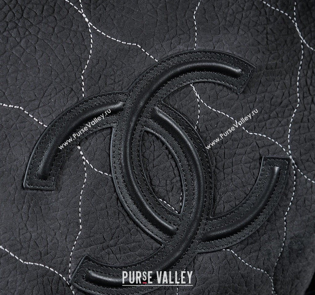 Chanel Vintage Suede Shopping Bag Black 2025 CH052675 (yezi-250526076)