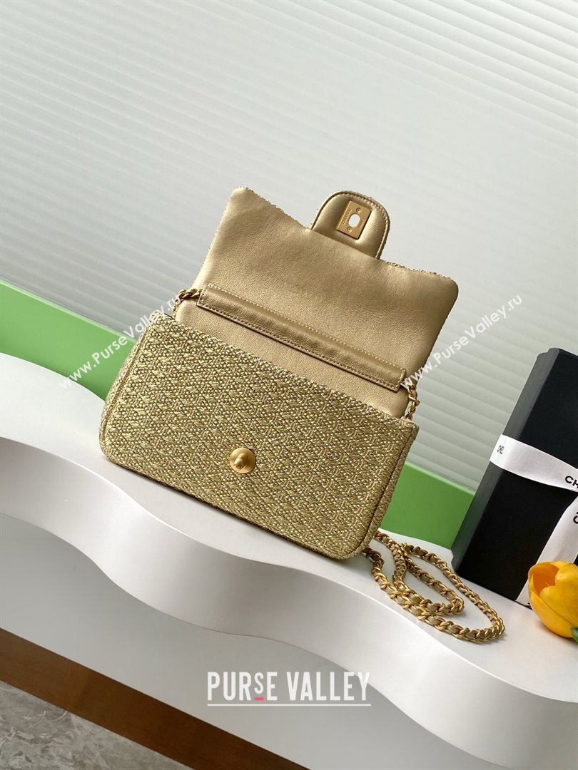Chanel Braided Lurex Gold-Tone Metal Flap Bag AS5279 Gold 2025 (yezi-250526003)