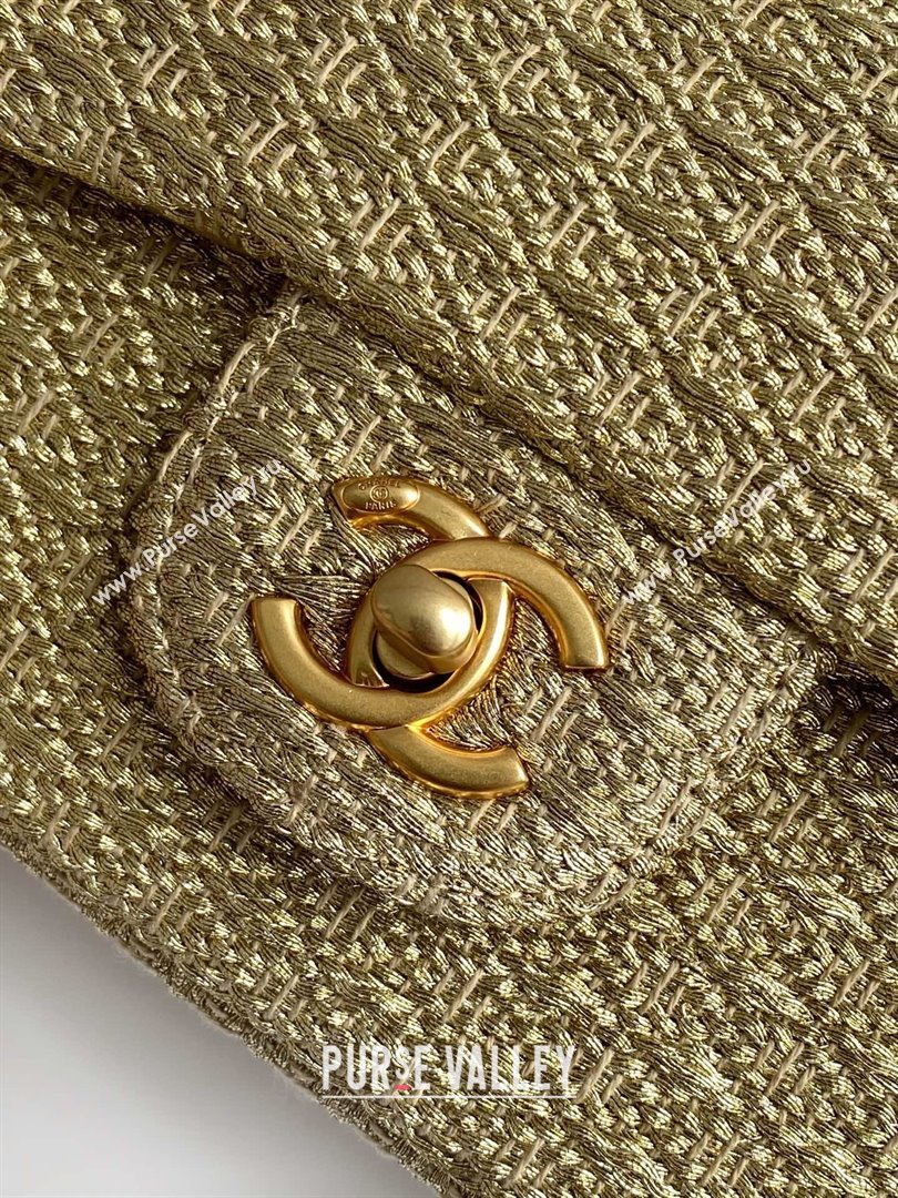 Chanel Braided Lurex Gold-Tone Metal Flap Bag AS5279 Gold 2025 (yezi-250526003)