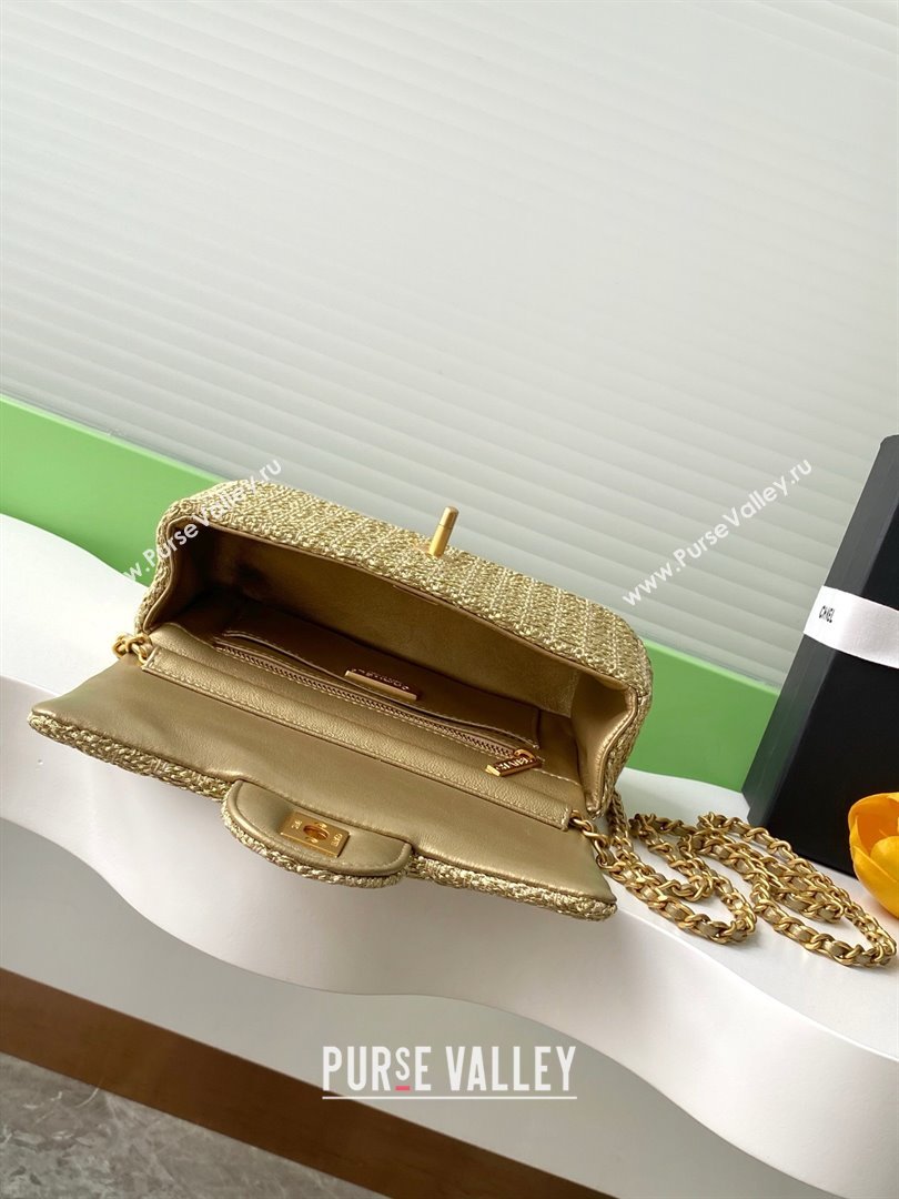 Chanel Braided Lurex Gold-Tone Metal Flap Bag AS5279 Gold 2025 (yezi-250526003)