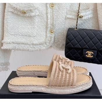 Chanel Crochet Flat Slides Sandal with Chain Beige 2 2025 CH061004 (MD-250610018)