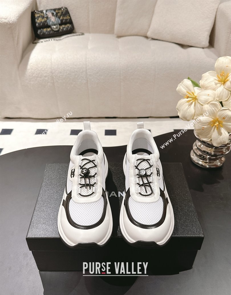 Chanel Calfskin and Mesh Sneakers White 2025 CH061006 (SS-250610024)