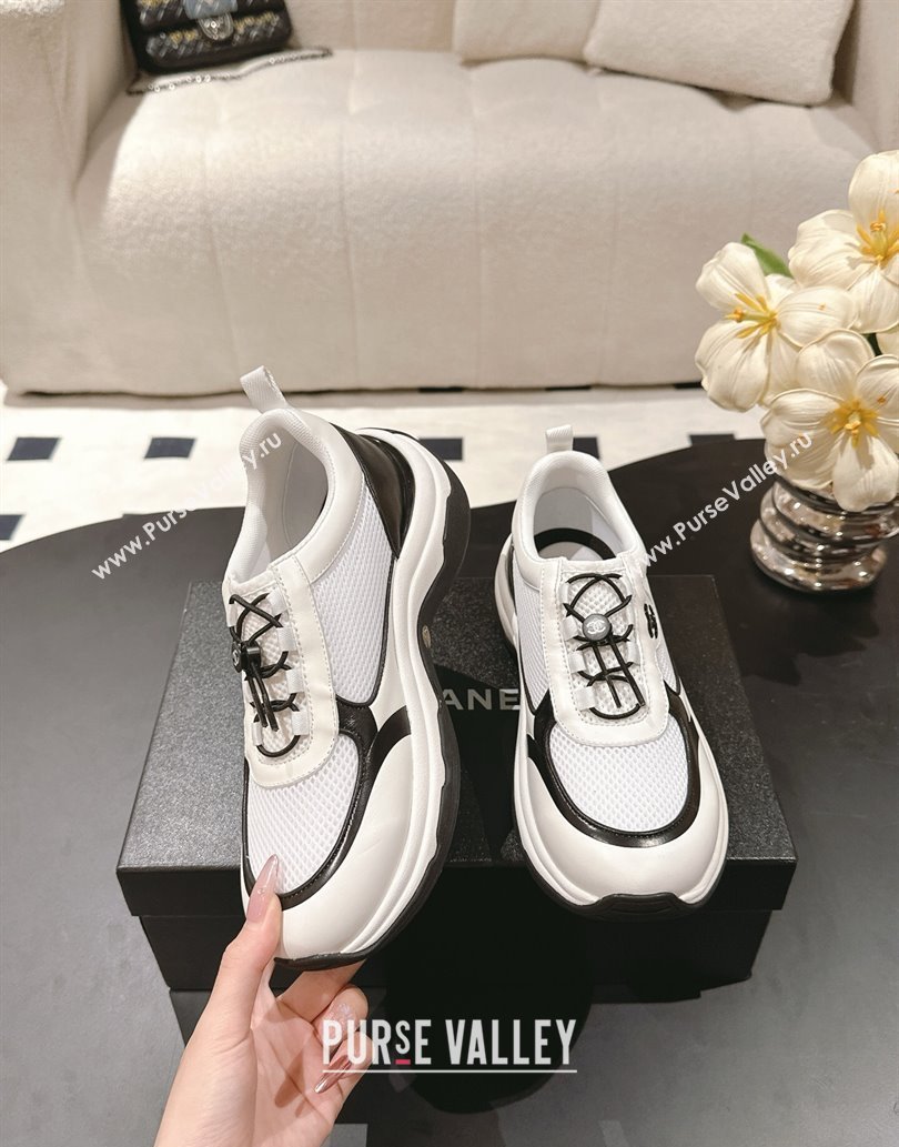 Chanel Calfskin and Mesh Sneakers White 2025 CH061006 (SS-250610024)