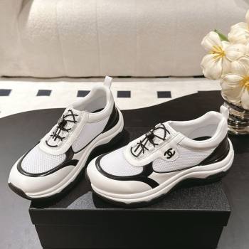 Chanel Calfskin and Mesh Sneakers White 2025 CH061006 (SS-250610024)