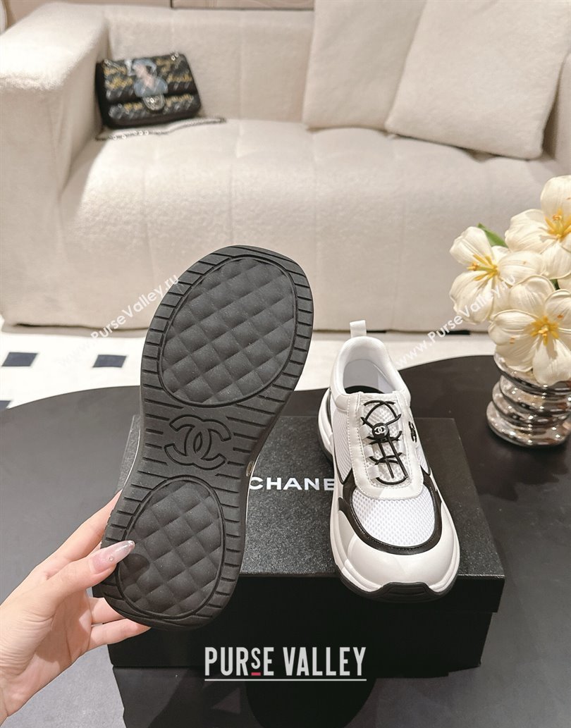 Chanel Calfskin and Mesh Sneakers White 2025 CH061006 (SS-250610024)