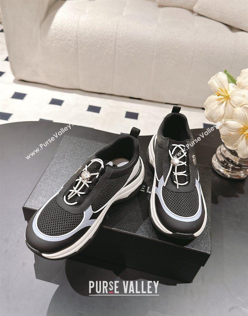 Chanel Calfskin and Mesh Sneakers Black 2025 CH061006 (SS-250610027)