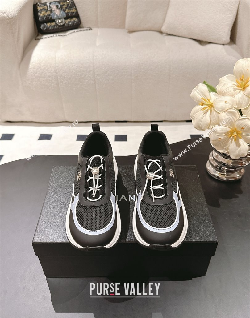 Chanel Calfskin and Mesh Sneakers Black 2025 CH061006 (SS-250610027)