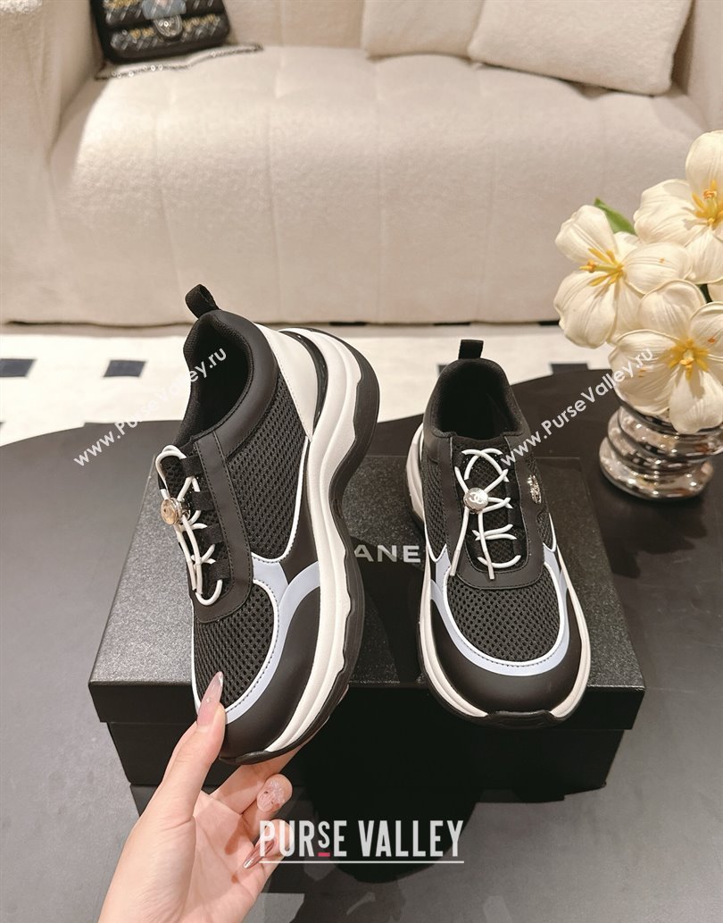 Chanel Calfskin and Mesh Sneakers Black 2025 CH061006 (SS-250610027)