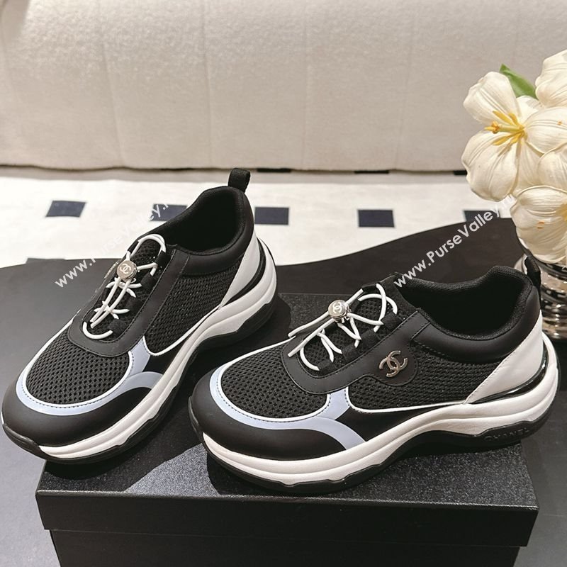Chanel Calfskin and Mesh Sneakers Black 2025 CH061006 (SS-250610027)