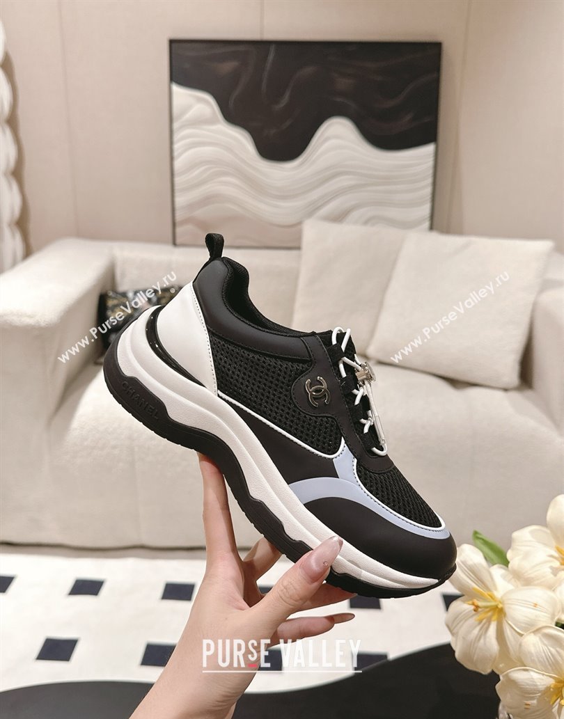 Chanel Calfskin and Mesh Sneakers Black 2025 CH061006 (SS-250610027)